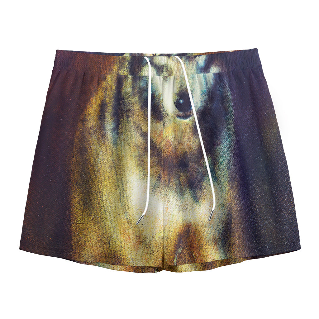 Cosmic Wolf Portrait Print Mesh Shorts