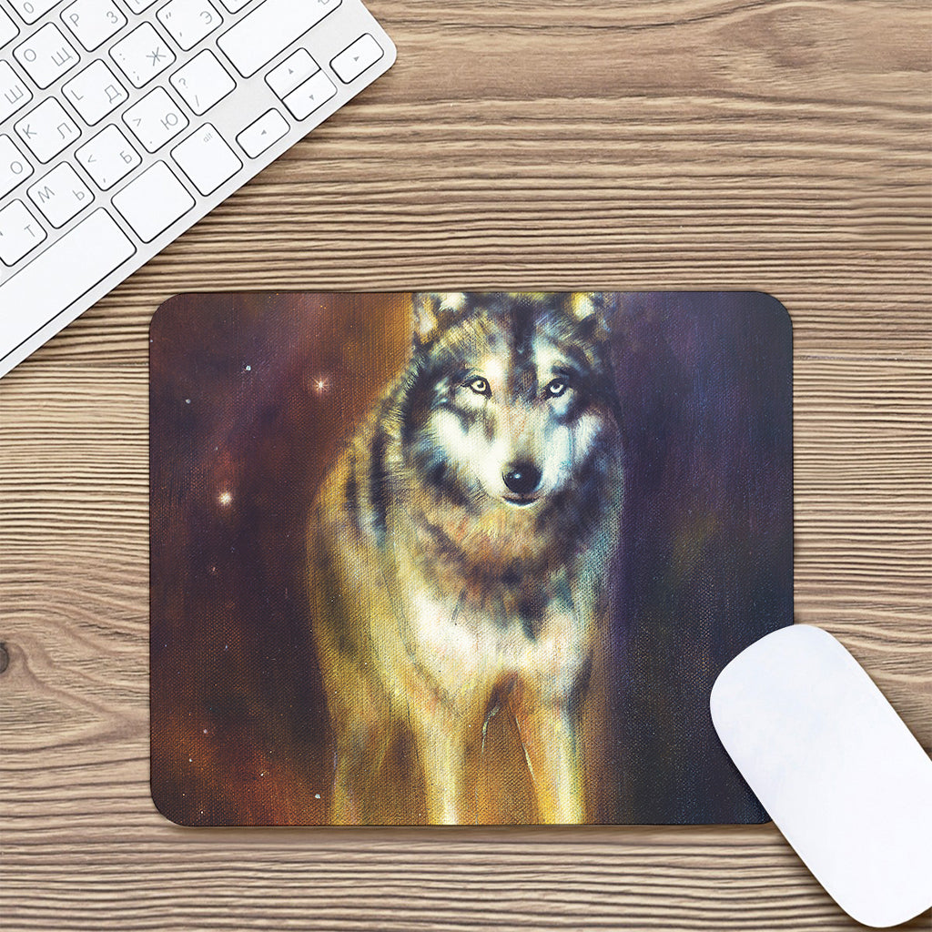 Cosmic Wolf Portrait Print Mouse Pad