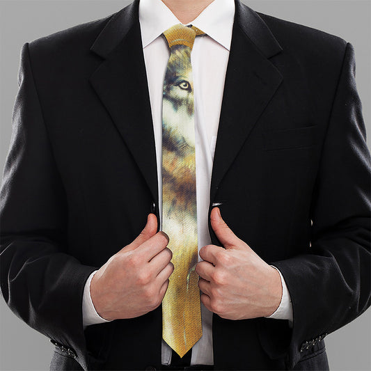 Cosmic Wolf Portrait Print Necktie