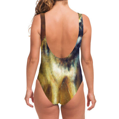 Cosmic Wolf Portrait Print One Piece Swimsuit