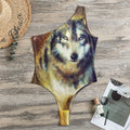 Cosmic Wolf Portrait Print One Shoulder Bodysuit