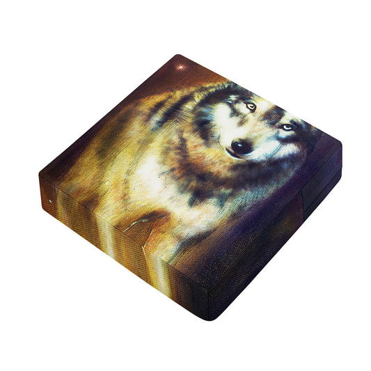 Cosmic Wolf Portrait Print Outdoor Seat Cushion Cover