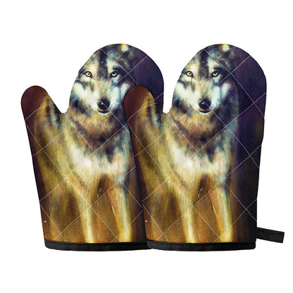 Cosmic Wolf Portrait Print Oven Mitts