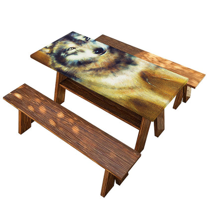 Cosmic Wolf Portrait Print Picnic Table Cover