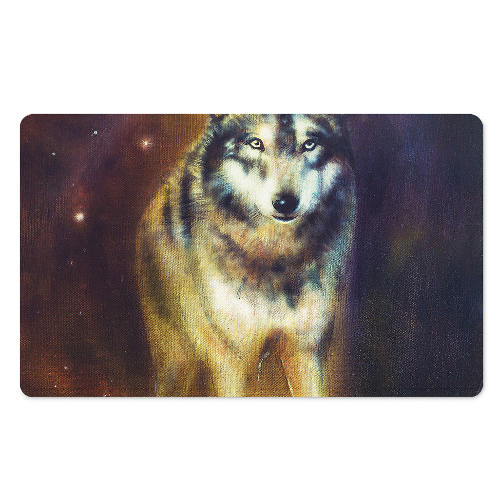 Cosmic Wolf Portrait Print Polyester Doormat