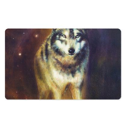 Cosmic Wolf Portrait Print Polyester Doormat