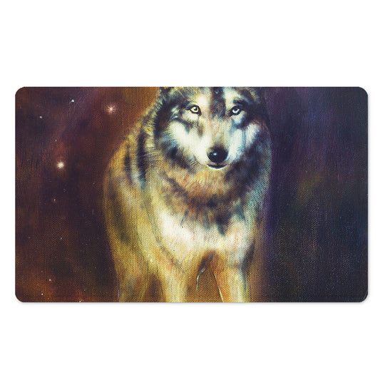 Cosmic Wolf Portrait Print Polyester Doormat