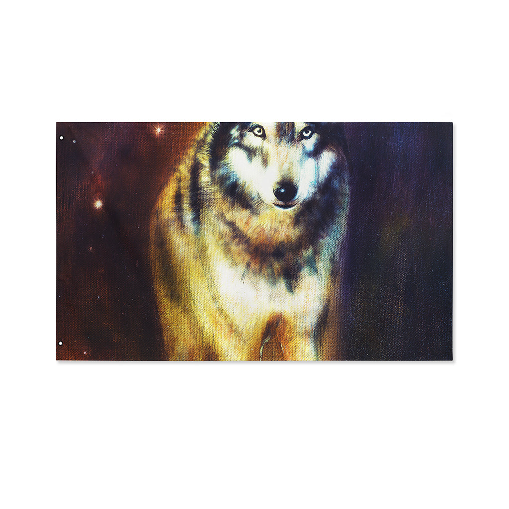 Cosmic Wolf Portrait Print Polyester Flag