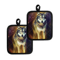 Cosmic Wolf Portrait Print Pot Holders