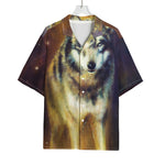 Cosmic Wolf Portrait Print Rayon Hawaiian Shirt