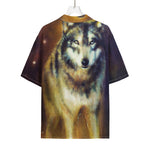 Cosmic Wolf Portrait Print Rayon Hawaiian Shirt