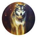 Cosmic Wolf Portrait Print Round Blanket