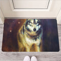 Cosmic Wolf Portrait Print Rubber Doormat