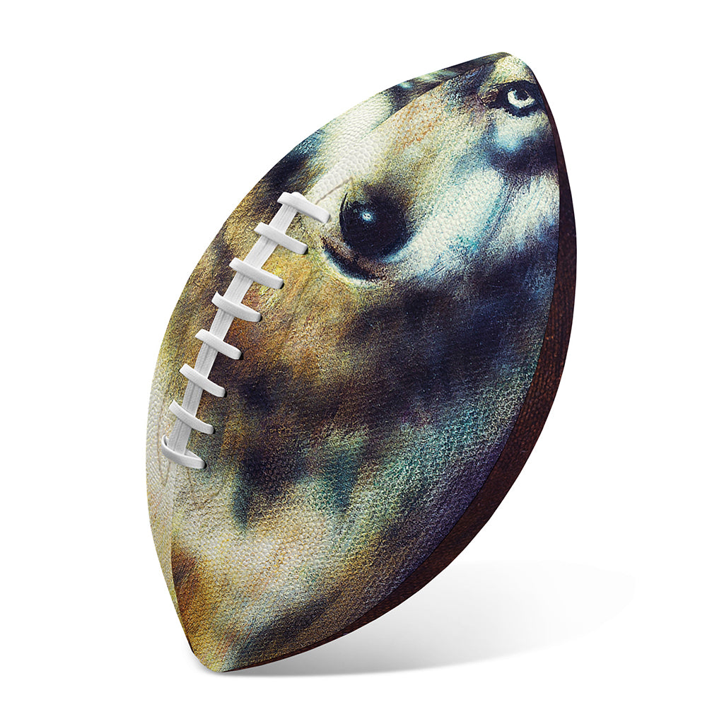 Cosmic Wolf Portrait Print Rugby Ball