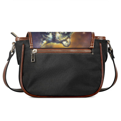 Cosmic Wolf Portrait Print Saddle Bag