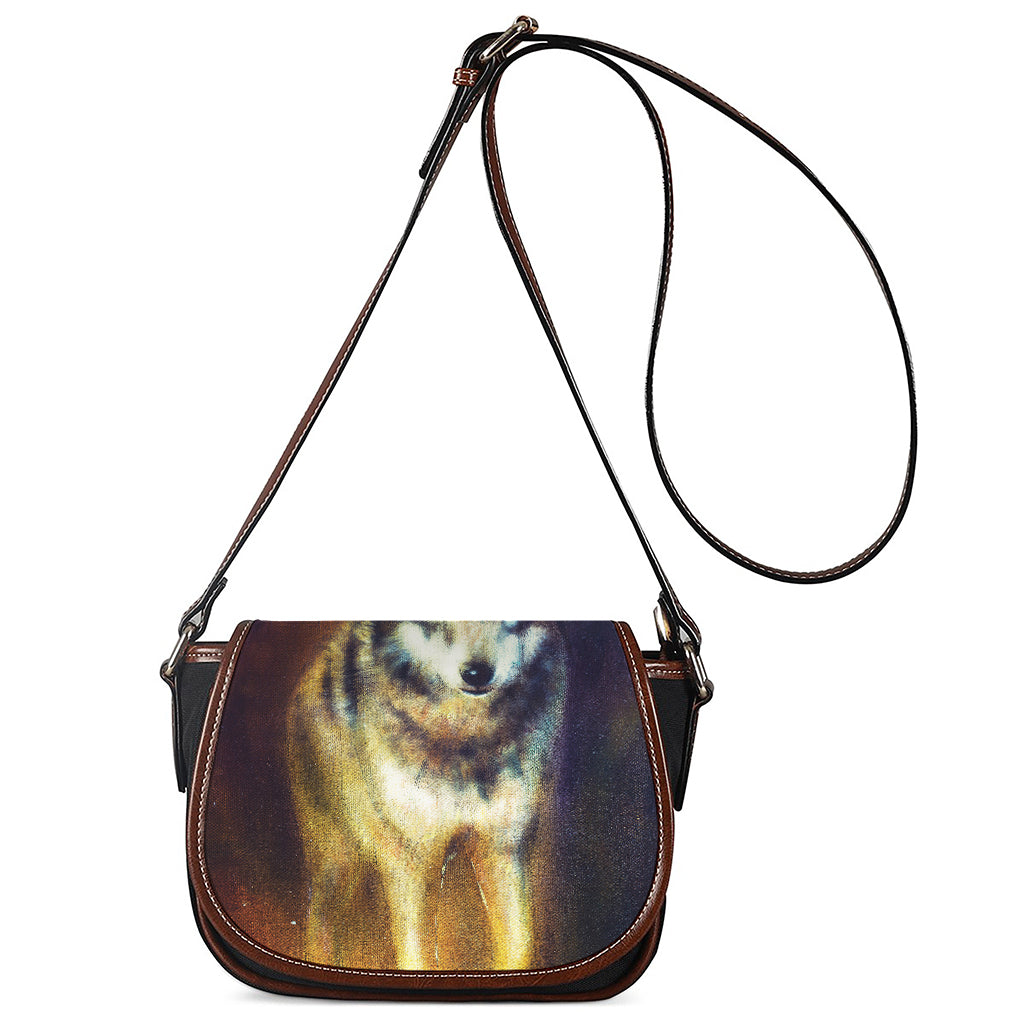 Cosmic Wolf Portrait Print Saddle Bag