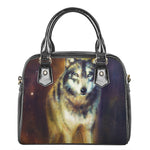 Cosmic Wolf Portrait Print Shoulder Handbag