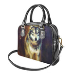 Cosmic Wolf Portrait Print Shoulder Handbag