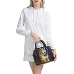 Cosmic Wolf Portrait Print Shoulder Handbag