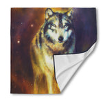 Cosmic Wolf Portrait Print Silk Bandana