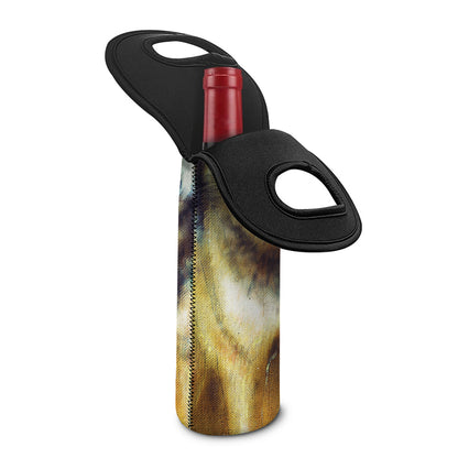 Cosmic Wolf Portrait Print Single Neoprene Wine Tote