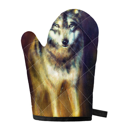 Cosmic Wolf Portrait Print Single Oven Mitt
