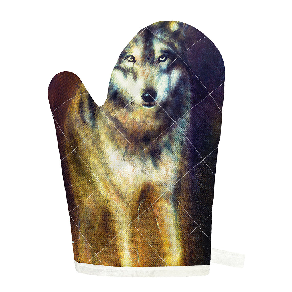 Cosmic Wolf Portrait Print Single Oven Mitt