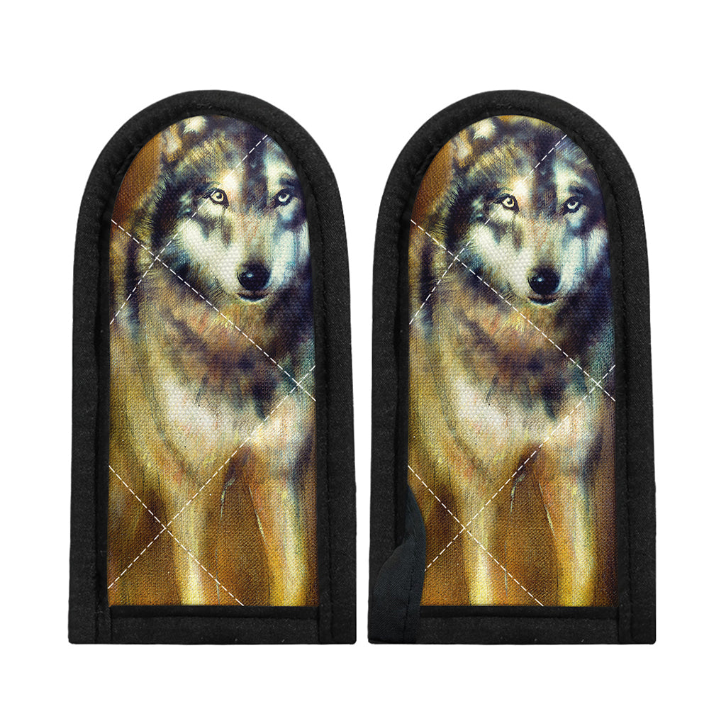Cosmic Wolf Portrait Print Skillet Handle Cover