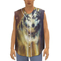 Cosmic Wolf Portrait Print Sleeveless Baseball Jersey