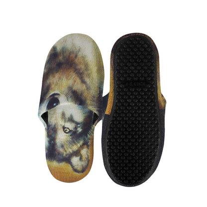 Cosmic Wolf Portrait Print Slippers