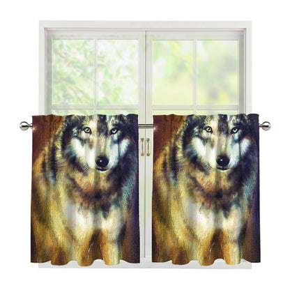 Cosmic Wolf Portrait Print Tier Curtains