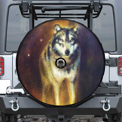 Cosmic Wolf Portrait Print Tire Cover With Camera Hole