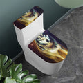 Cosmic Wolf Portrait Print Toilet Lid And Tank Cover Set