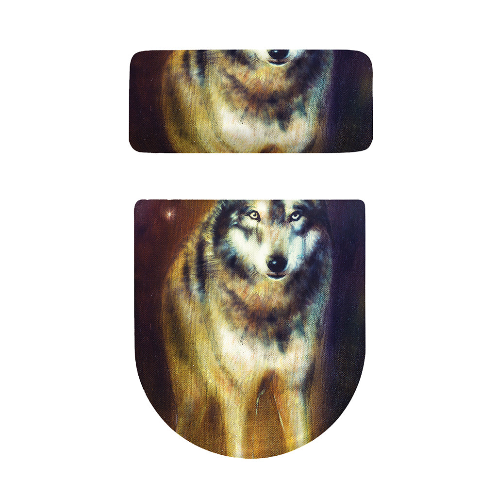 Cosmic Wolf Portrait Print Toilet Lid And Tank Cover Set