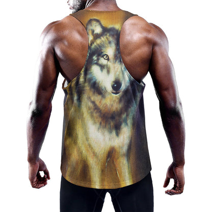 Cosmic Wolf Portrait Print Training Tank Top