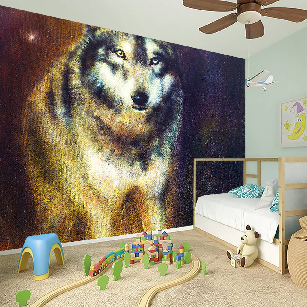 Cosmic Wolf Portrait Print Wall Sticker