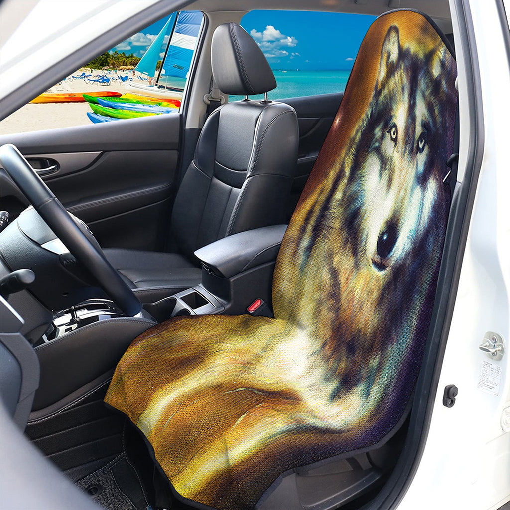 Cosmic Wolf Portrait Print Waterproof Car Seat Cover