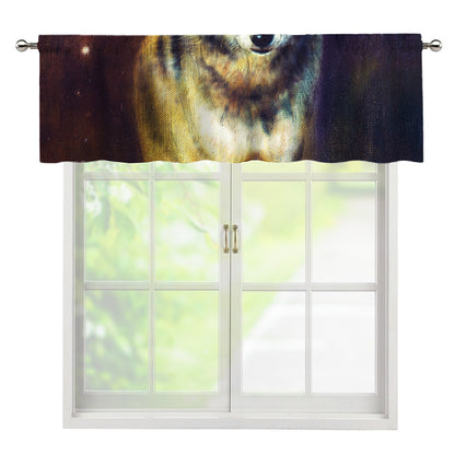 Cosmic Wolf Portrait Print Window Valance