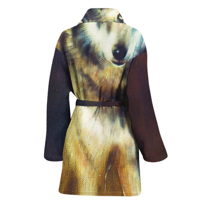 Cosmic Wolf Portrait Print Women's Bathrobe