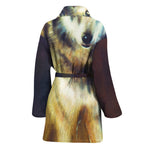 Cosmic Wolf Portrait Print Women's Bathrobe