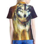 Cosmic Wolf Portrait Print Women's Polo Shirt
