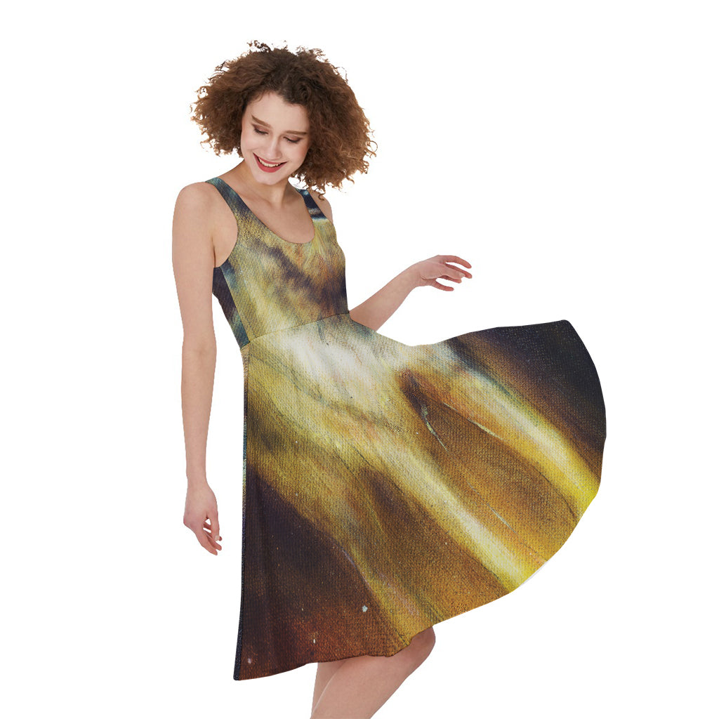 Cosmic Wolf Portrait Print Women's Sleeveless Dress