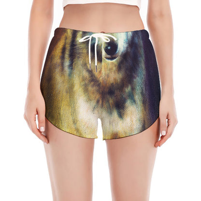 Cosmic Wolf Portrait Print Women's Split Running Shorts