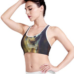 Cosmic Wolf Portrait Print Women's Sports Bra