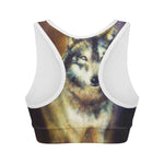 Cosmic Wolf Portrait Print Women's Sports Bra