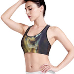 Cosmic Wolf Portrait Print Women's Sports Bra