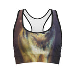 Cosmic Wolf Portrait Print Women's Sports Bra