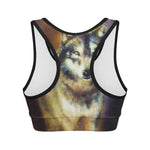 Cosmic Wolf Portrait Print Women's Sports Bra