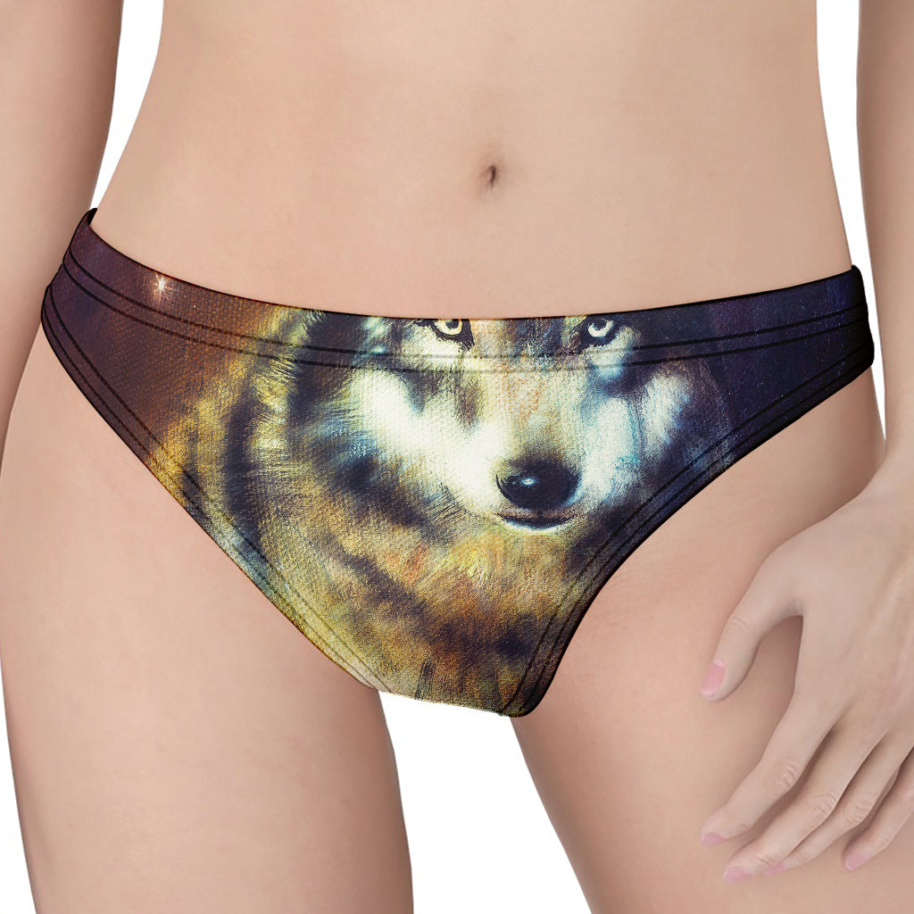 Cosmic Wolf Portrait Print Women's Thong