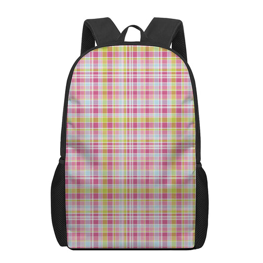 Cotton Candy Pastel Plaid Pattern Print 17 Inch Backpack